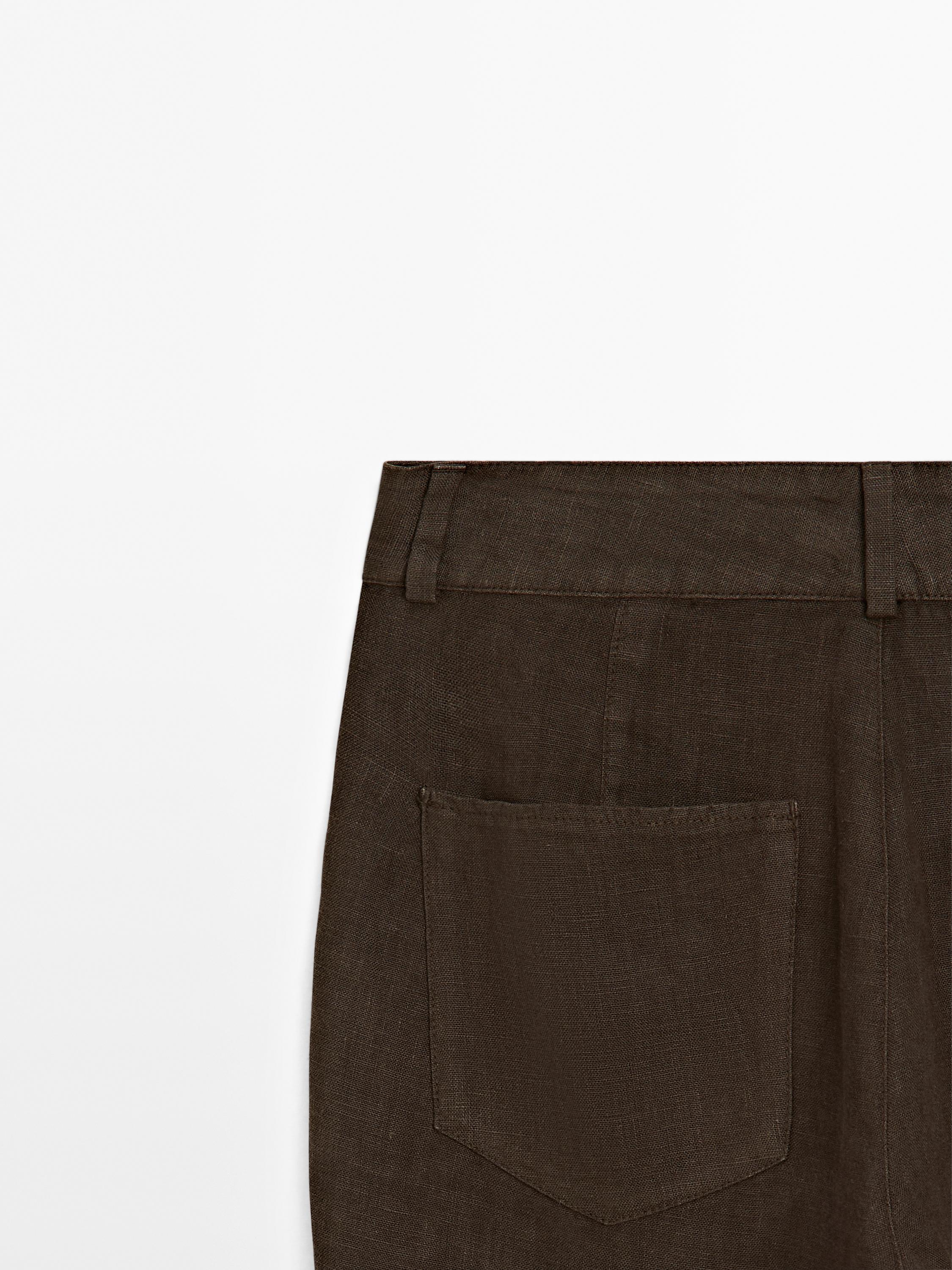 100% linen kick flare fit trousers